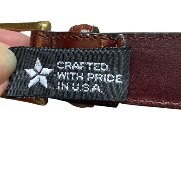 Brighton brown embossed calfskin on glove leather adjustable waist belt size 36 - Picture 5 of 7